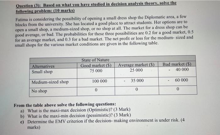 Question (3): Based on what you have studied in