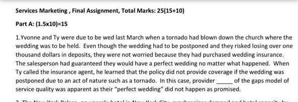 Question is related to Service marketing fill the