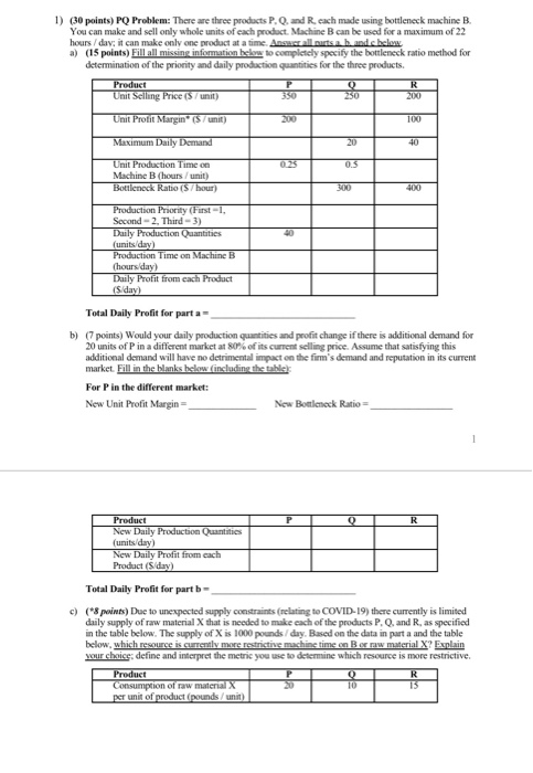 1) (30 points) PQ Problem: There are three