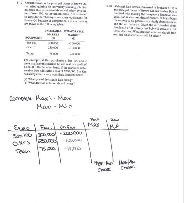 3-18 Although Ken Brown (discussed in Problem