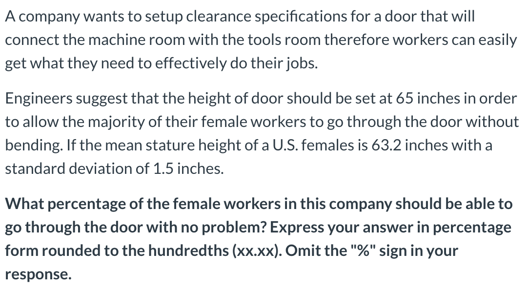 A company wants to setup clearance specifications