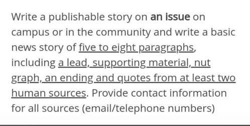 Write a publishable story on an issue on campus