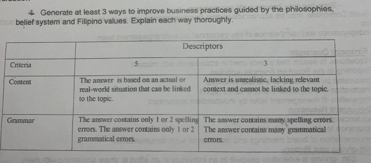 + Generate at least 3 ways to improve business