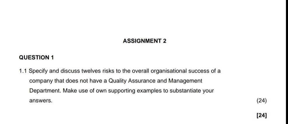 ASSIGNMENT 2 QUESTION 1 1.1 Specify and discuss