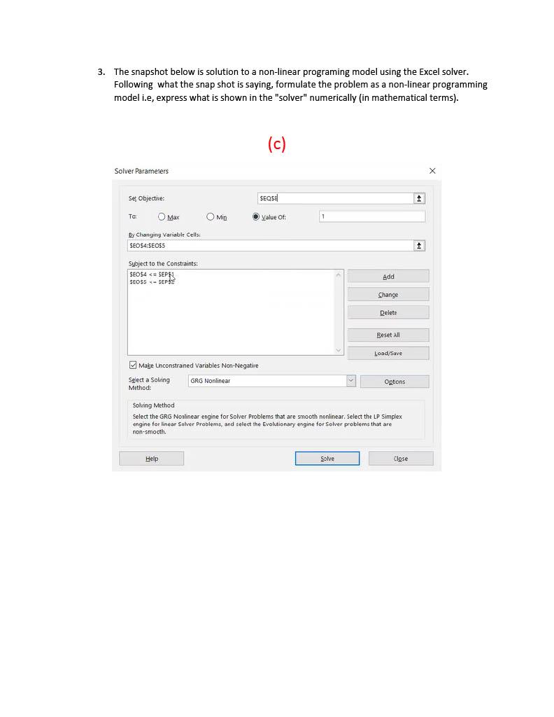 3. The snapshot below is solution to a non-linear