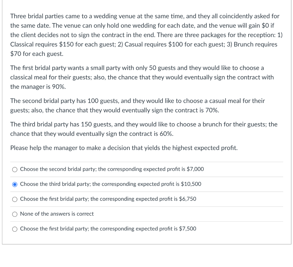 Three bridal parties came to a wedding venue at