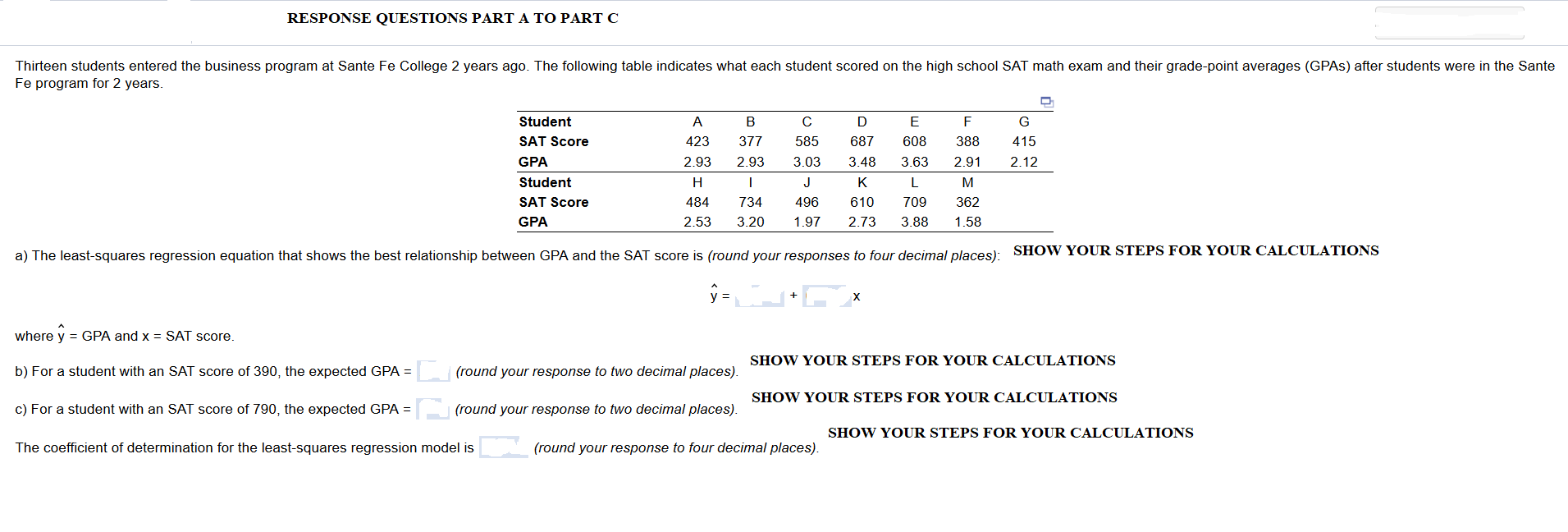 RESPONSE QUESTIONS PART A TO PART C Thirteen