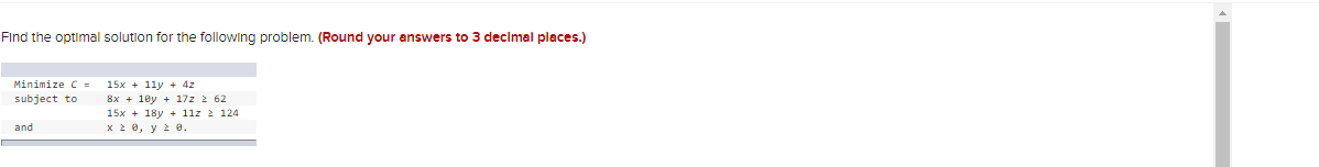 Find optimal value of X,Y,Z. What is the minimum