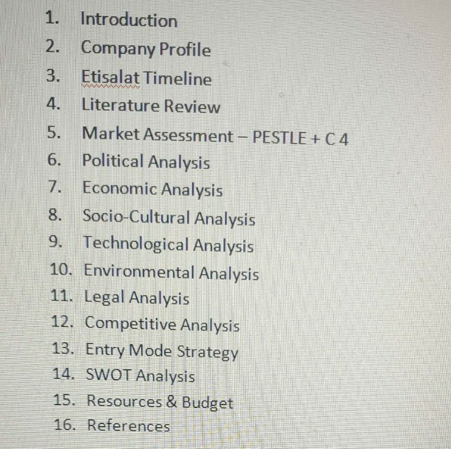 Course: International Business Company: Etisalat