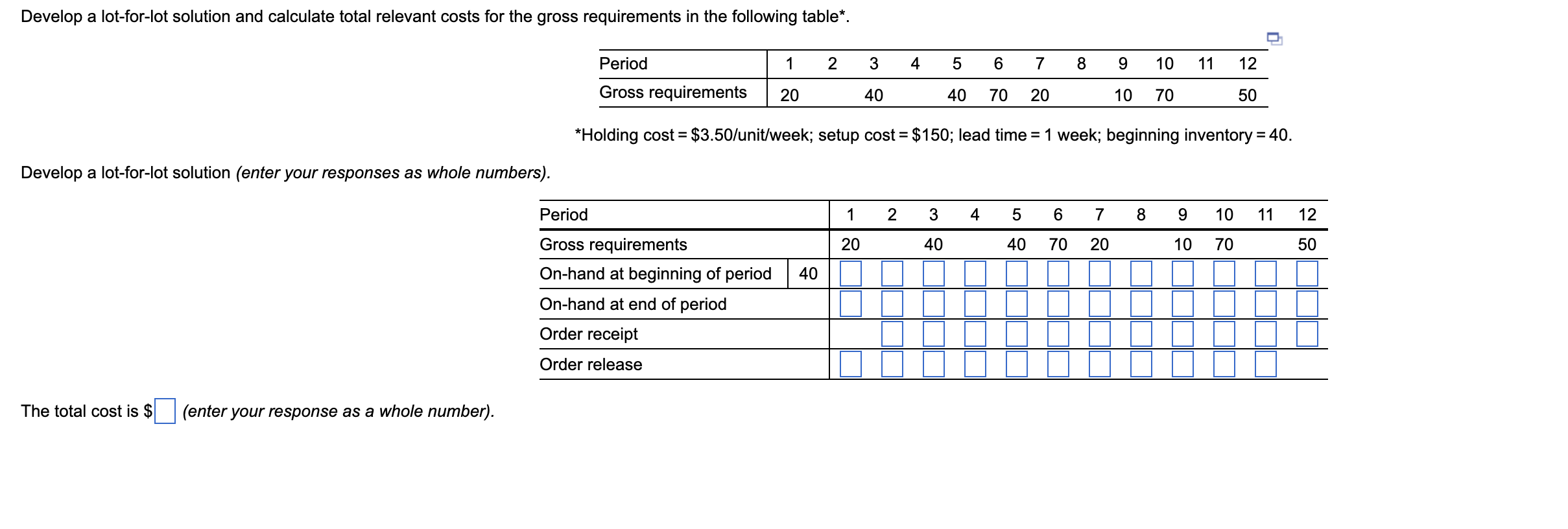 Period 1 2 3 4 5 6 7 8 9 10 11 12 Gross