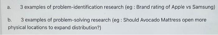 please give three good example for each question.