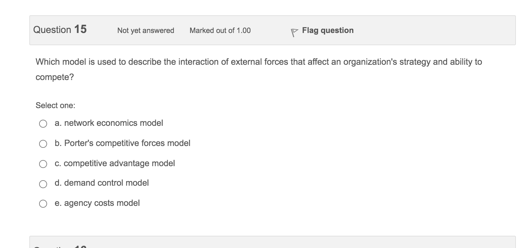 Question 15 Not yet answered Marked out of 1.00 p