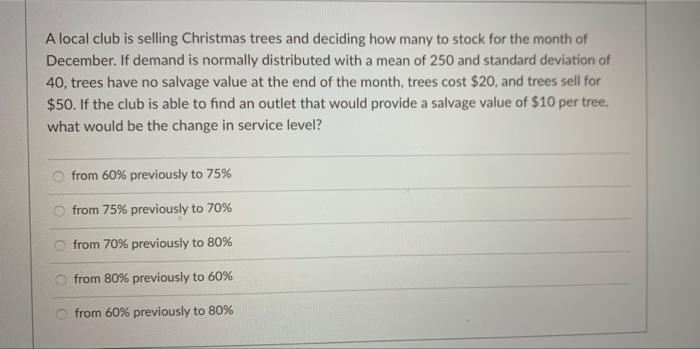 A local club is selling Christmas trees and