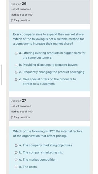 fast please Question 25 Not yet answered Marked