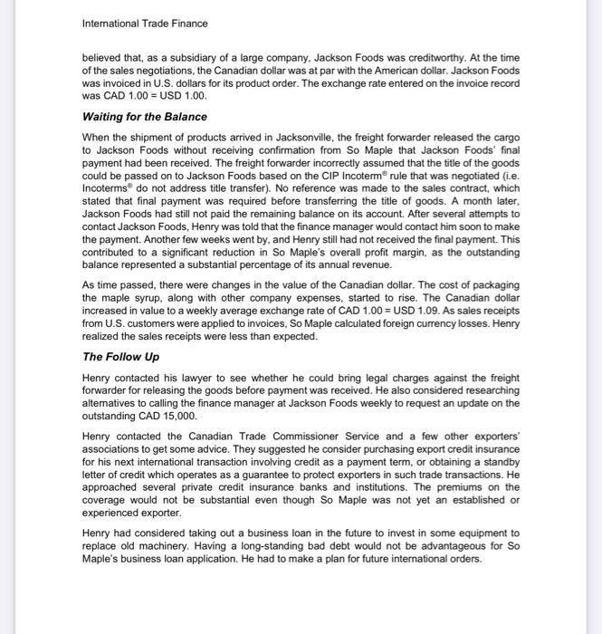 International Trade Finance Not All Is Sweet for