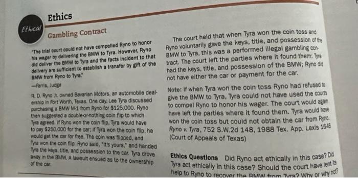 Gambling Contract The court held that when Tyra