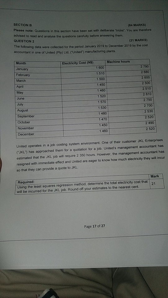 SECTION B (84 MARKS) Please note: Questions in