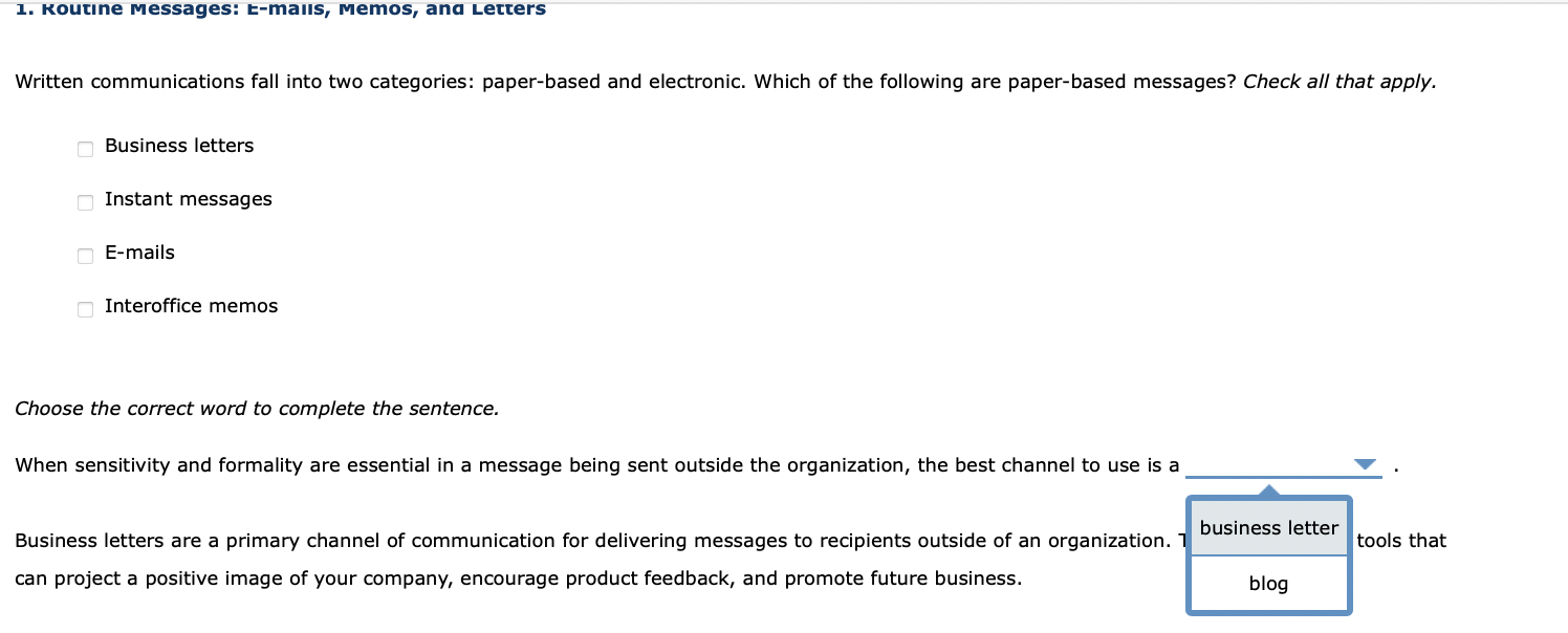 1. Routine Messages: E-mails, Memos, and Letters