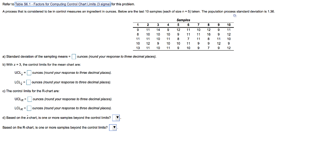 Refer to Table 56.1 - Factors for Computing