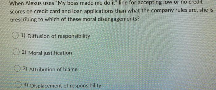 When Alexus uses "My boss made me do it" line for