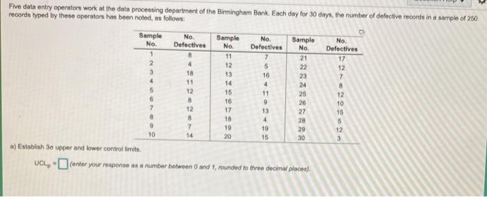 Five data entry operators work at the data