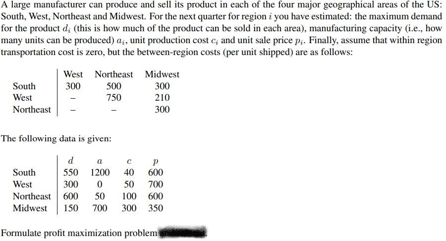 Provide a Linear Programming model (with