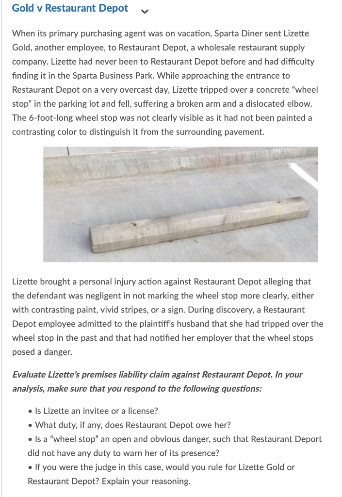 Gold v Restaurant Depot When its primary