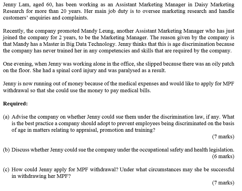 Jenny Lam, aged 60, has been working as an