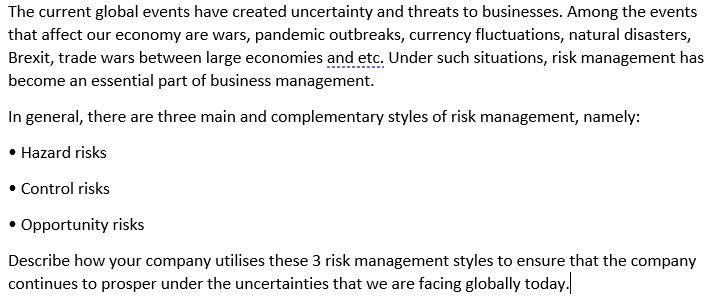 The current global events have created