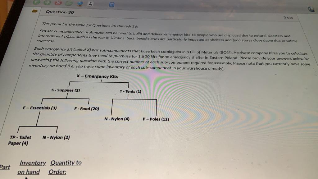 Question 30 3 pts This prompt is the same for
