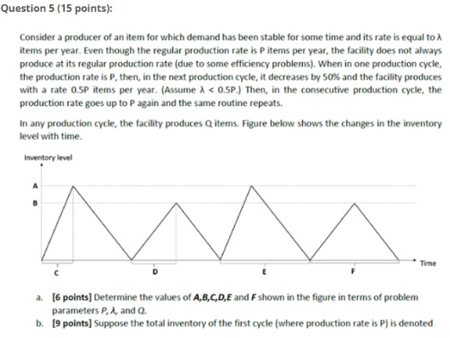 Question 5 (15 points): Consider a producer of an