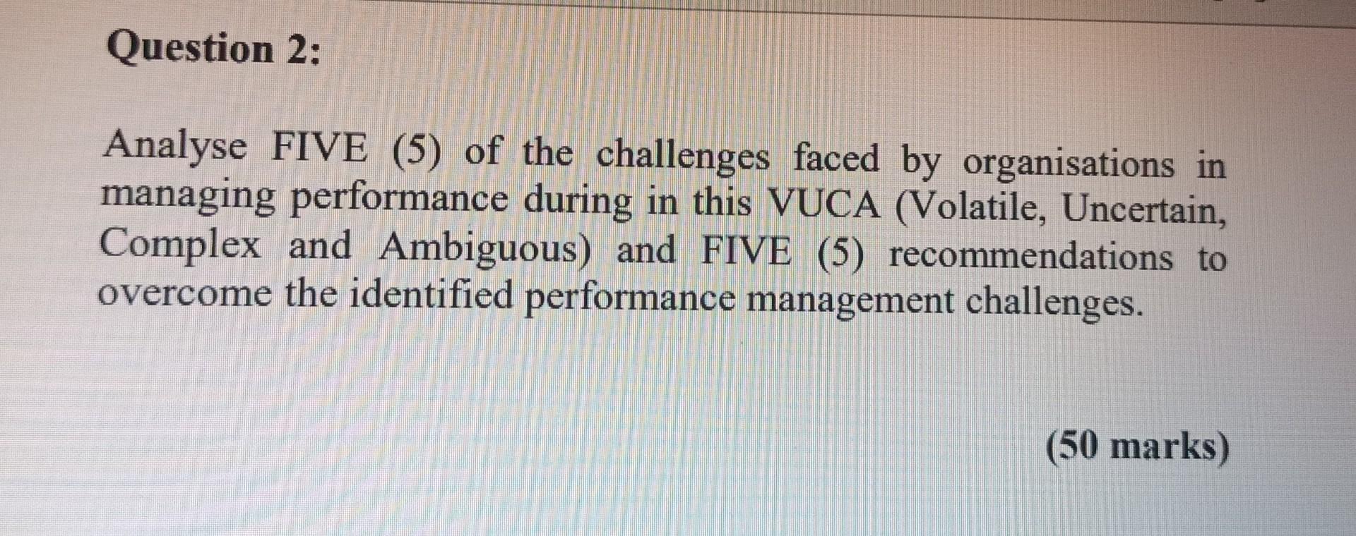 Analyse FIVE (5) of the challenges faced by
