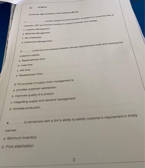 Supply Chain System Modeling 1. Includes design