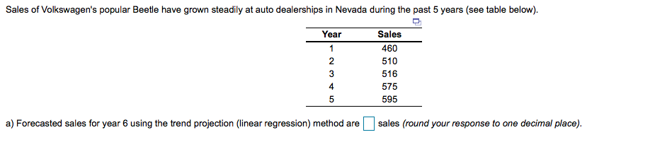 Also I need the MAD and MSE. Thanks Sales of