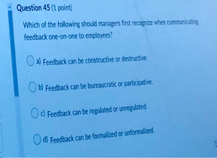 Question 45 (1 point) Which of the following