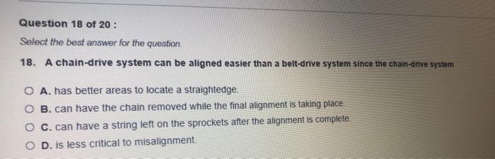 Question 17 of 20 : Select the best answer for