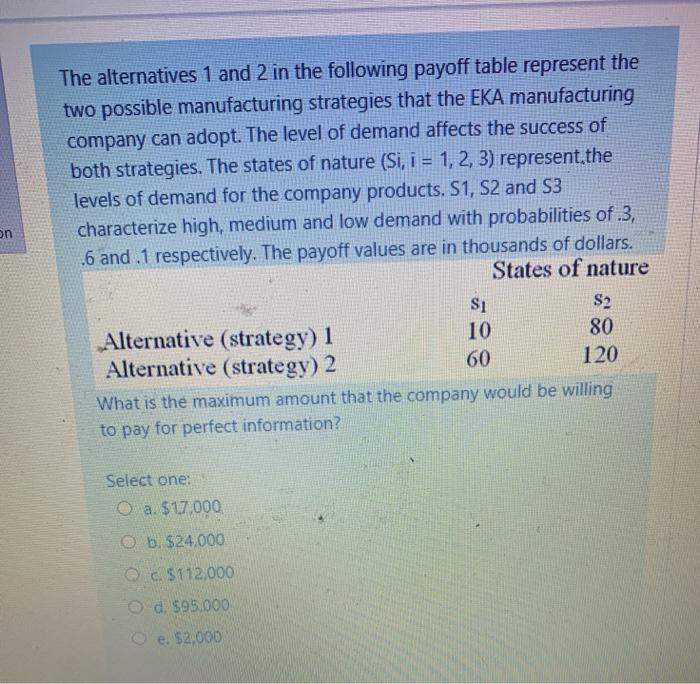 on The alternatives 1 and 2 in the following