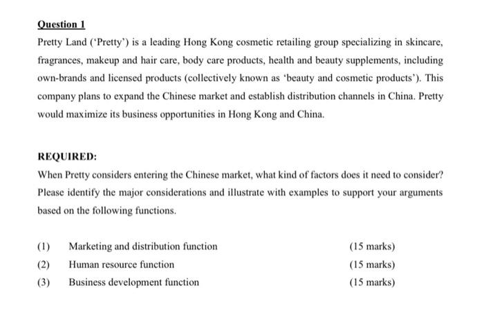 Question 1 Pretty Land (