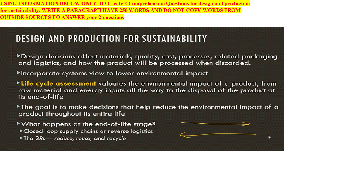 USING INFORMATION BELOW ONLY TO Create 2