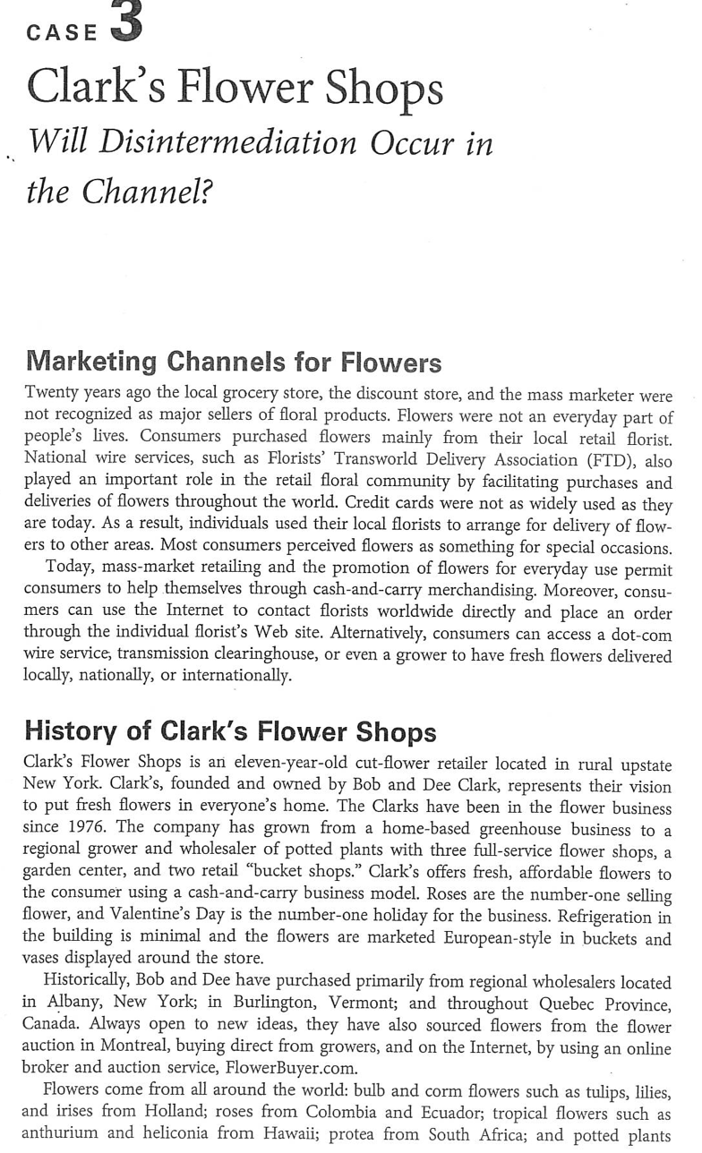 CASE 3 Clark's Flower Shops Will