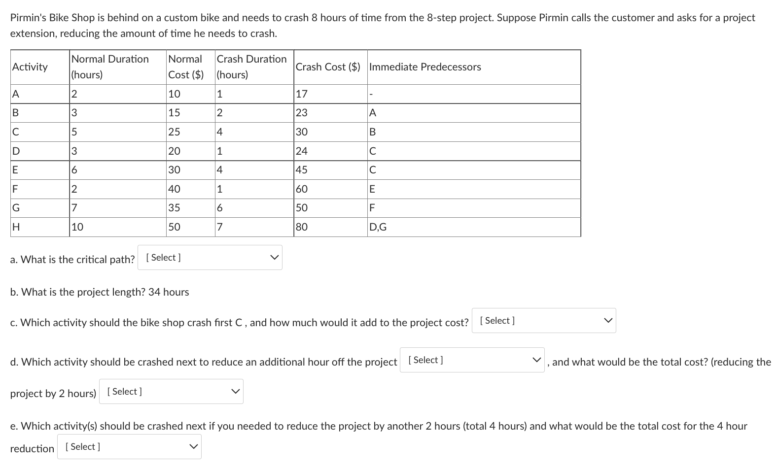Please make sure to slove each letter ESPECIALLY