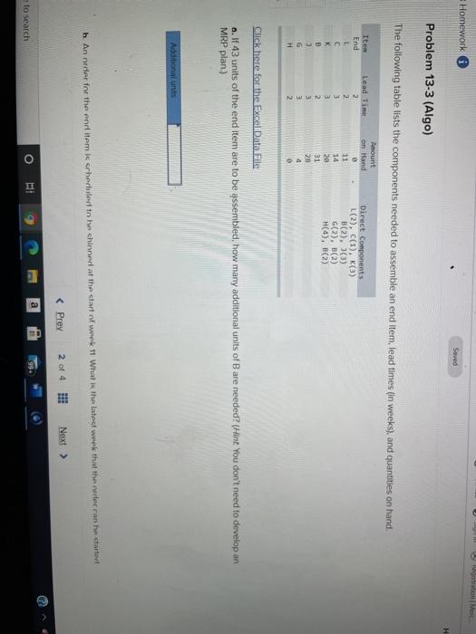 Homework Saved H Problem 13-3 (Algo) The
