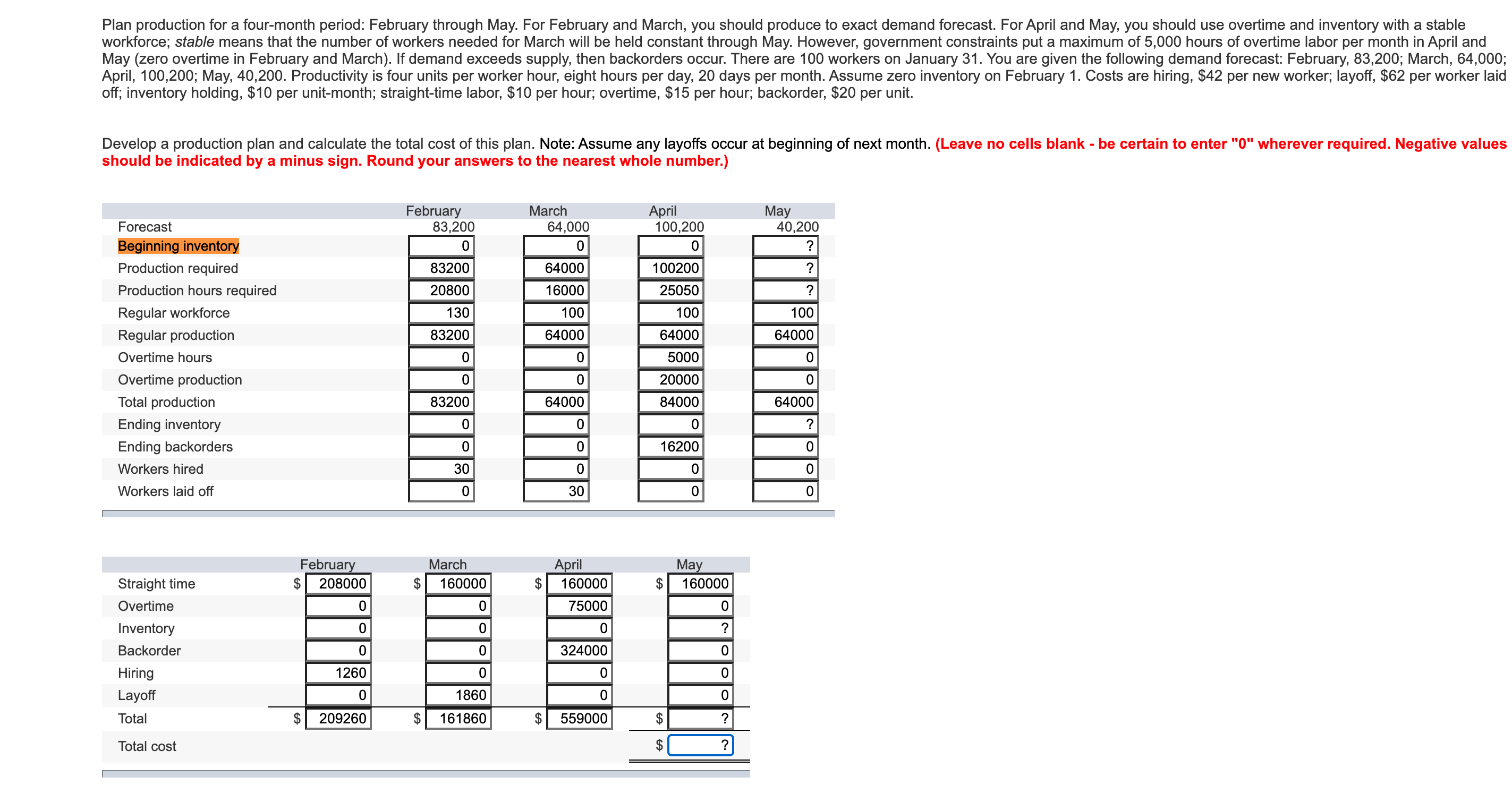 I need help with the fields marked with a "?"