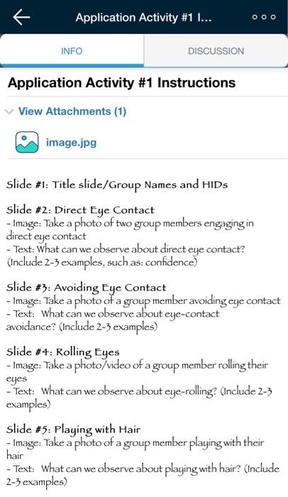 Application Activity #1 I... OOO INFO DISCUSSION