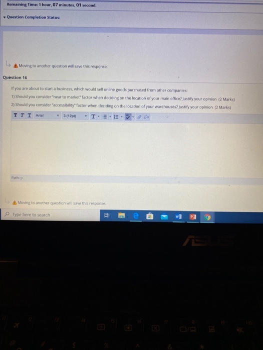 Remaining Time: 1 hour, 07 minutes, 01 second.