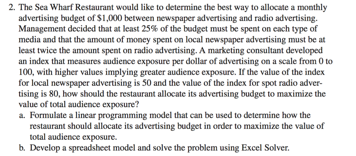 Please answer questions in Excel. Please use the