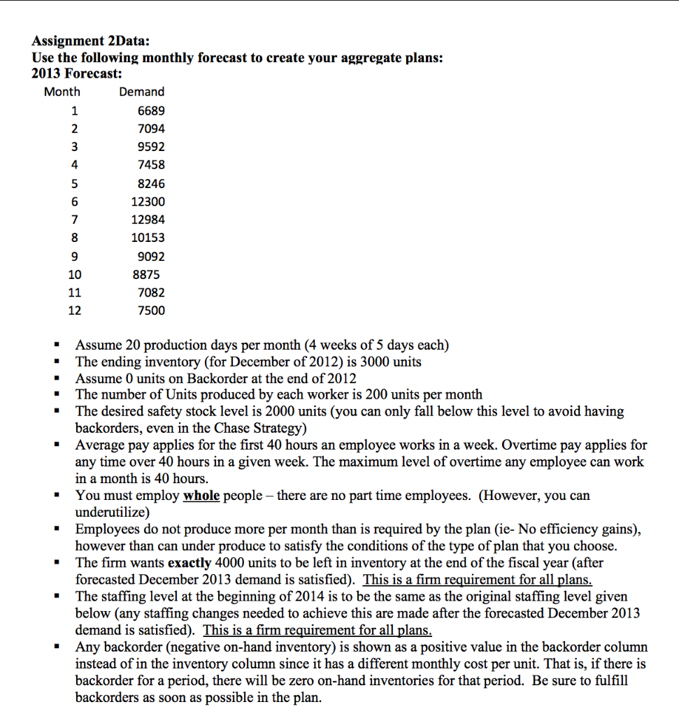 Design an aggregate plan using the Chase strategy
