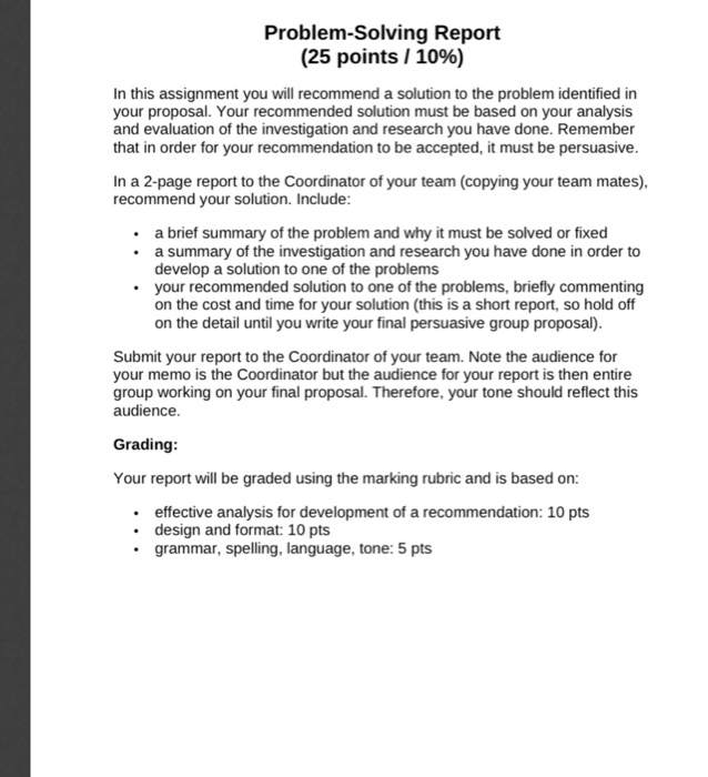 write a problem solving report on Intellectual