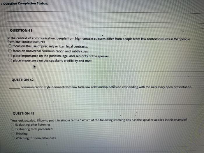 question 41 only Question Completion Status: