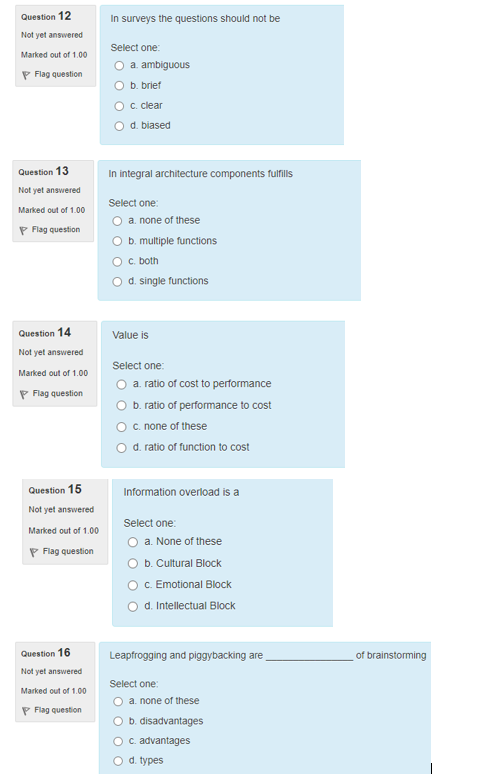 Question 12 Not yet answered In surveys the